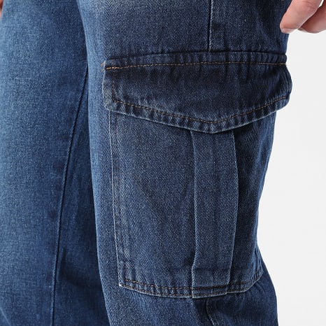 Classic Series - Pantalón Jogger Jean Cargo Fit Relajado 4015 Azul Bruto
