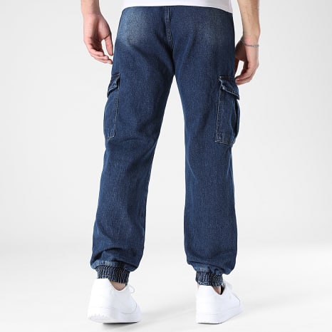 Classic Series - Pantalón Jogger Jean Cargo Fit Relajado 4015 Azul Bruto