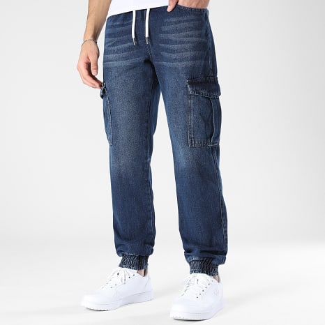 Classic Series - Pantalón Jogger Jean Cargo Fit Relajado 4015 Azul Bruto