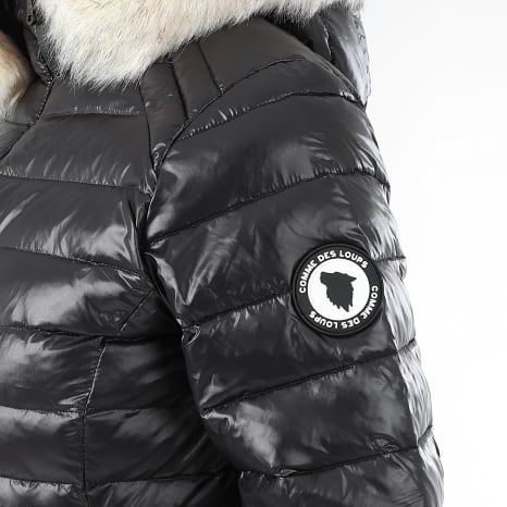 Comme Des Loups - Chaqueta de pluma cálida con capucha Victoria Women's Black White