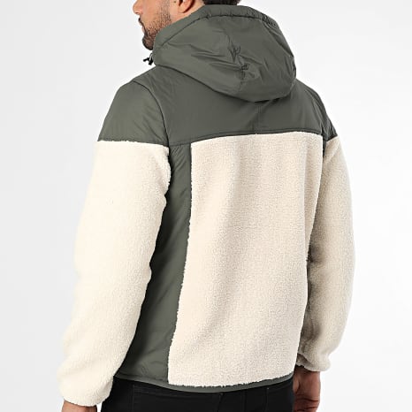 K-Way - Veste Polaire Capuche Zippée Samson 4.0 Orsetto Beige Clair Vert Kaki