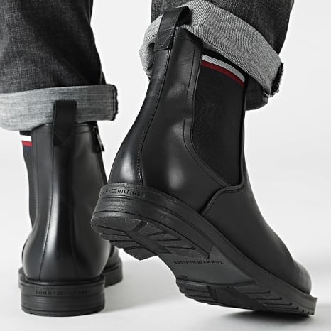Tommy Hilfiger - Chelsea Boots Cleated Hilfiger Leather Chelsea 728 Black