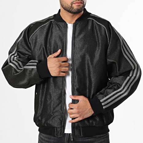 Adidas Originals - Veste Zippée A Bandes Denim JY2796 Noir