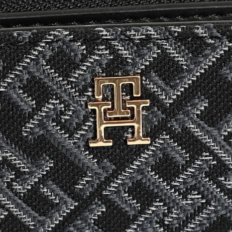 Tommy Hilfiger - Cartera de Mujer Icon Med Flap Jacquard 7957 Azul Marino Oro