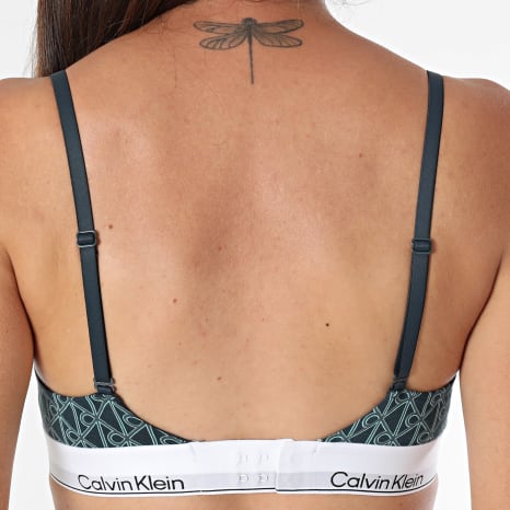 Calvin Klein - Sujetador triángulo mujer ligeramente forrado QF8498 Azul marino Turquesa