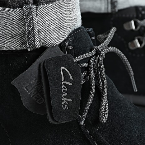 Clarks - Wallabee FTR2 Hi Black Suede Shoes - Ryses