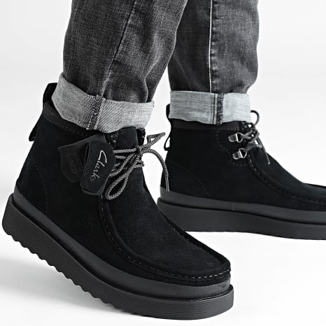 Clarks - Wallabee FTR2 Hi Black Suede Shoes - Ryses