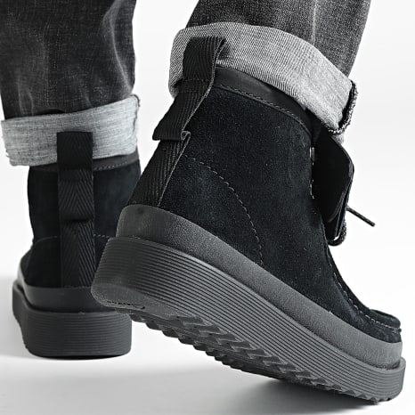 Clarks - Wallabee FTR2 Hi Black Suede Shoes - Ryses