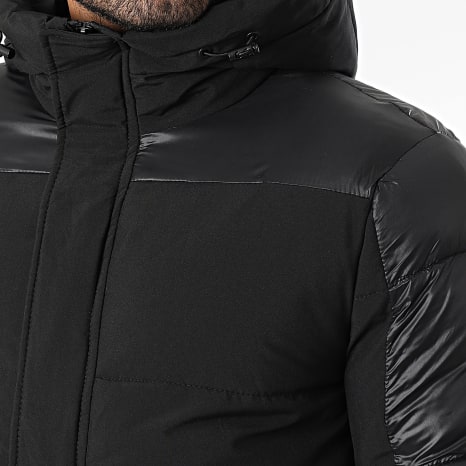 Kymaxx - Chaqueta negra lisa con capucha