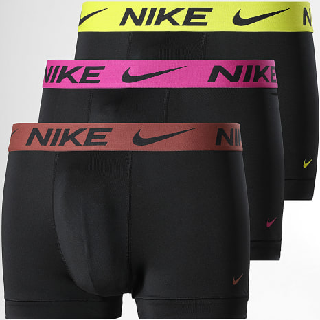 Nike - Lot De 3 Boxers Essential Micro KE1156 Noir Vert Fluo Marron Fuchsia