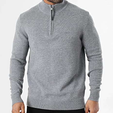 Superdry - Mezcla de lana M6110688A Jersey jaspeado azul marino con cremallera y cuello alto Superdry - Mezcla de lana M6110688A Jersey jaspeado azul marino con cremallera y cuello alto