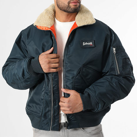Schott NYC - 210 Air Wing Bomber Jacket Navy Blue - Ryses