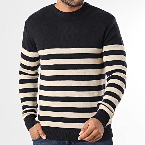 Classic Series - Maglione a righe 186 Navy Beige