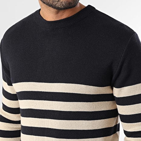 Classic Series - Maglione a righe 186 Navy Beige