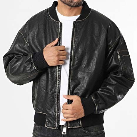 Uniplay - Chaqueta bomber de piel sintética 896 Negro