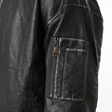 Uniplay - Chaqueta bomber de piel sintética 896 Negro
