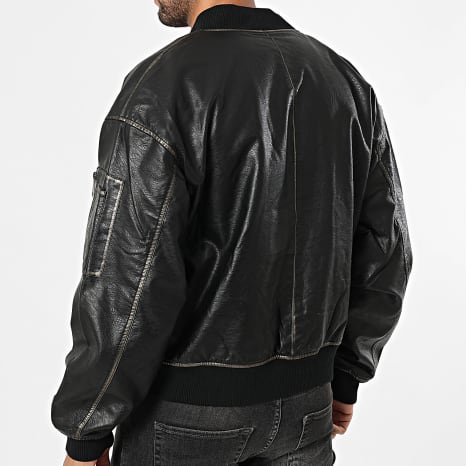 Uniplay - Chaqueta bomber de piel sintética 896 Negro
