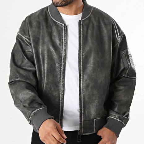 Classic Series - Chaqueta Bomber Simil Cuero 896 Gris Antracita