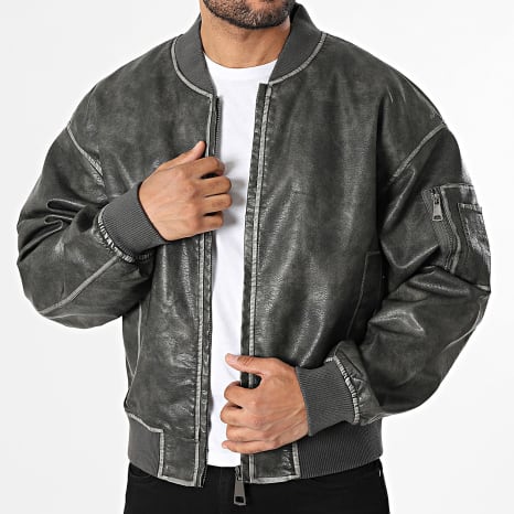 Classic Series - Chaqueta Bomber Simil Cuero 896 Gris Antracita