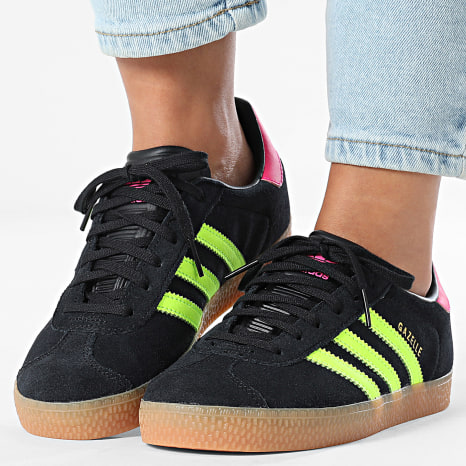 Adidas Originals - Zapatillas Mujer Gazelle J JQ5994 Negro Verde Señal Rosa Impacto