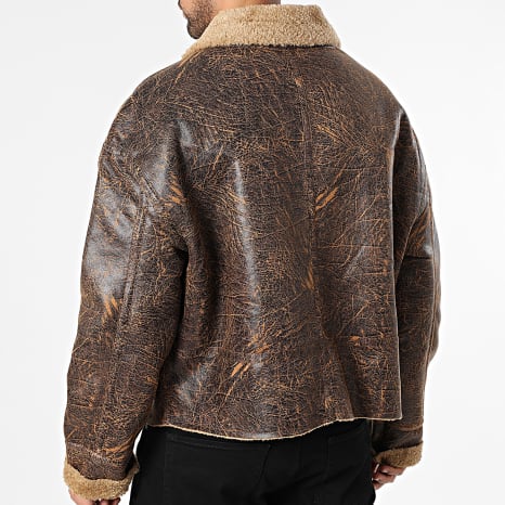 Uniplay - Chaqueta Simili Cuero Zippée Cuello Piel 517 Marrón