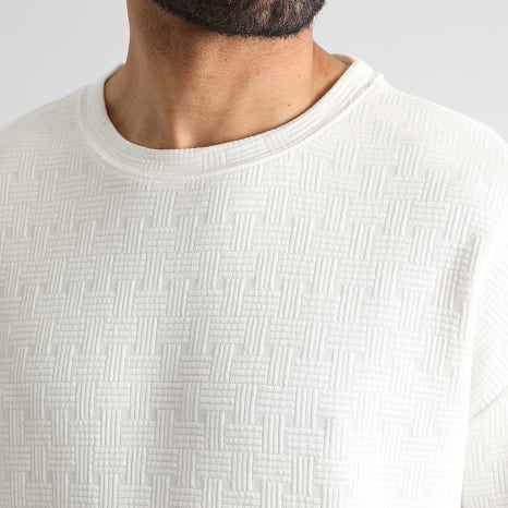 LBO - Ensemble Tee Shirt Et Short Texturé 0729 Ecru