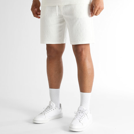 LBO - Ensemble Tee Shirt Et Short Texturé 0729 Ecru