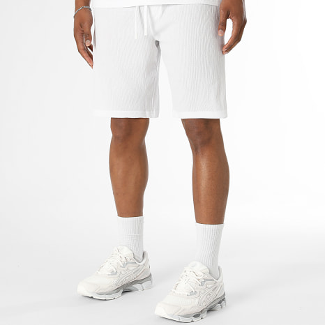 LBO - Ensemble Tee Shirt Et Short Texturé Crêpe 0734 Blanc
