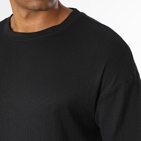 LBO - Ensemble Tee Shirt Et Short Texturé Crêpe 0736 Noir