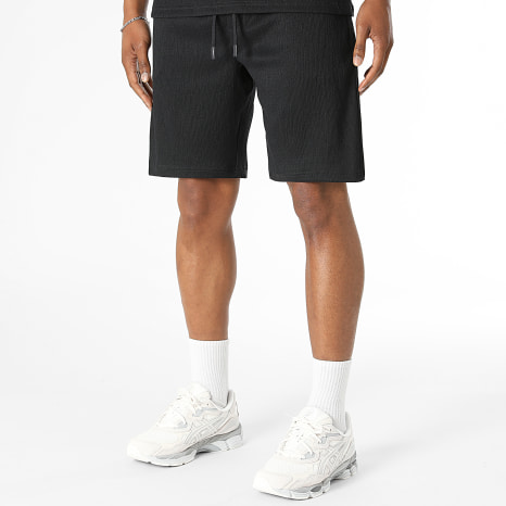 LBO - Ensemble Tee Shirt Et Short Texturé Crêpe 0736 Noir