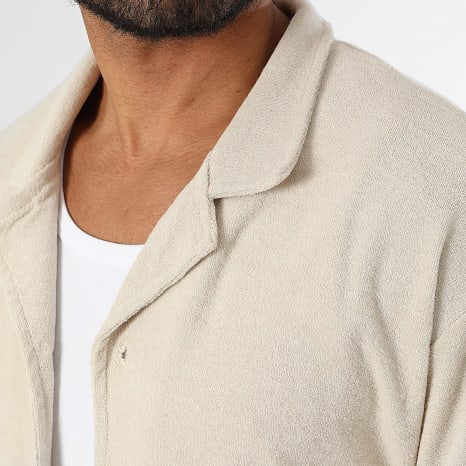 LBO - Ensemble Chemise Manches Courtes Et Short Texturé Eponge 0737 Beige