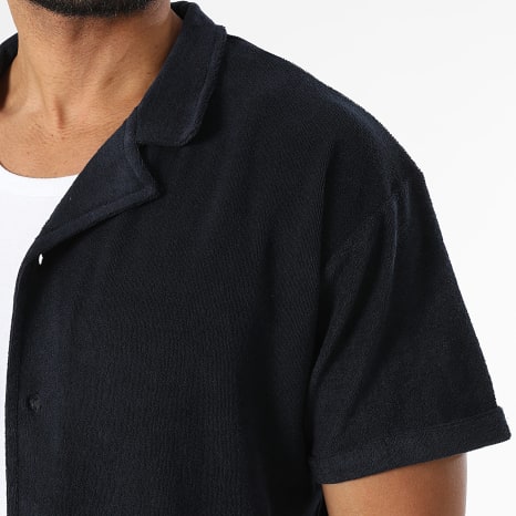LBO - Ensemble Chemise Manches Courtes Et Short Texturé Eponge 0738 Navy