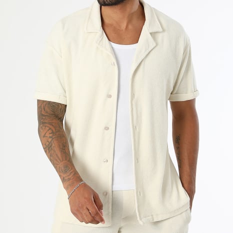 Classic Series - Ensemble Chemise Manches Courtes Et Short Texturé Eponge 0741 Ecru