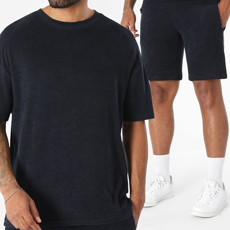Classic Series - Ensemble Tee Shirt Et Short Texturé Eponge 0743 Navy