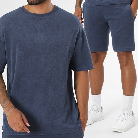 Classic Series - Ensemble Tee Shirt Et Short Texturé Eponge 0744 Indigo