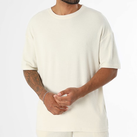 LBO - Ensemble Tee Shirt Et Short Texturé Eponge 0746 Ecru