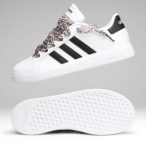 Adidas Performance - Zapatillas Mujer Lifestyle 3 Rayas Blanco x SUPERLACED Cordones Leopardo