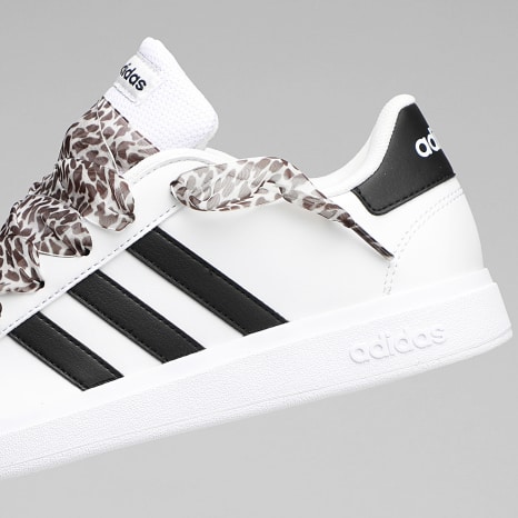 Adidas Performance - Zapatillas Mujer Lifestyle 3 Rayas Blanco x SUPERLACED Cordones Leopardo