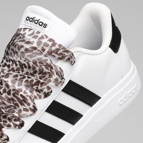 Adidas Performance - Zapatillas Mujer Lifestyle 3 Rayas Blanco x SUPERLACED Cordones Leopardo
