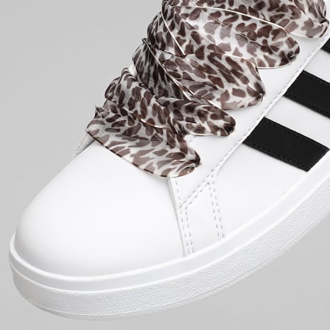 Adidas Performance - Zapatillas Mujer Lifestyle 3 Rayas Blanco x SUPERLACED Cordones Leopardo