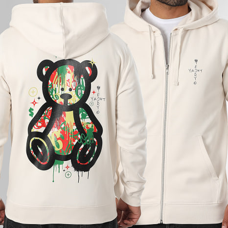 Teddy Yacht Club - Sudadera con capucha y cremallera Art Series Luxury Beige