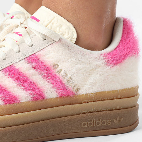 Adidas Originals - Zapatillas Mujer Gazelle Bold JS3908 Crema Blanco Rosa Chocante Dorado Metálico