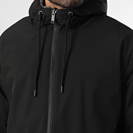 Fusional - Chaqueta con Capucha de Piel Reversible 03 Gris Antracita Negro