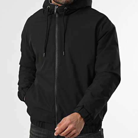 Fusional - Chaqueta con Capucha de Piel Reversible 03 Gris Antracita Negro
