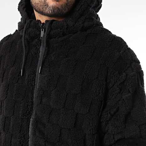 Classic Series - Chaqueta con capucha y cremallera de piel reciclable 03 Negro