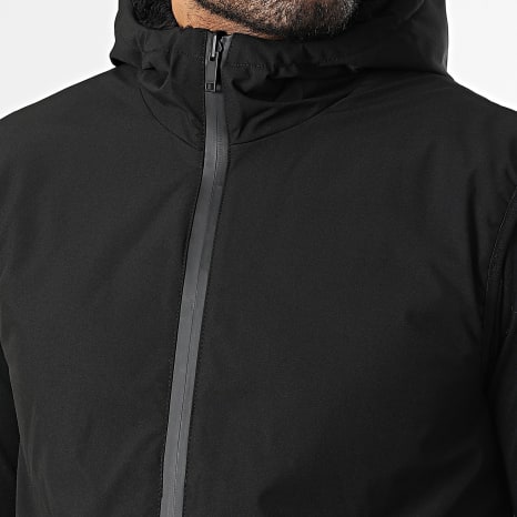 Fusional - Chaqueta Capucha Zippée Piel Sintética Sin Mangas 02 Negro Reversible