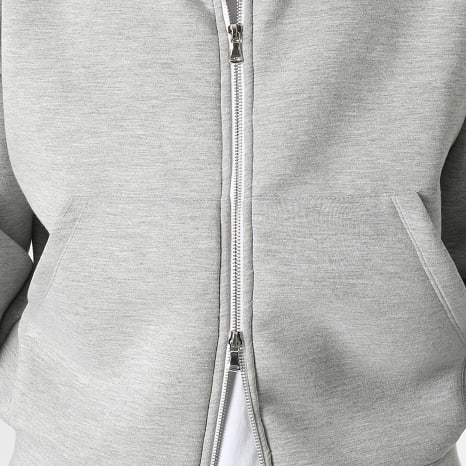 LBO - Sudadera con Capucha y Cremallera Efecto Neopreno 2376 Gris Jaspeado