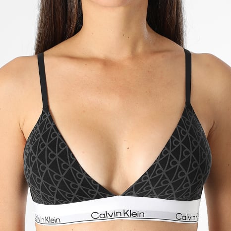 Calvin Klein - Sujetador Mujer Ligeramente Acolchado Triángulo QF8498 Negro Gris Antracita