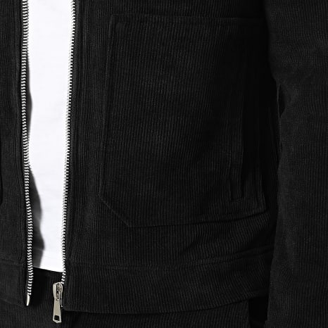 Frilivin - Conjunto Chaqueta con cremallera y Pantalón de Pana K58 Negra