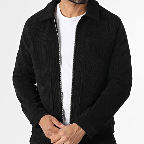 Frilivin - Conjunto Chaqueta con cremallera y Pantalón de Pana K58 Negra